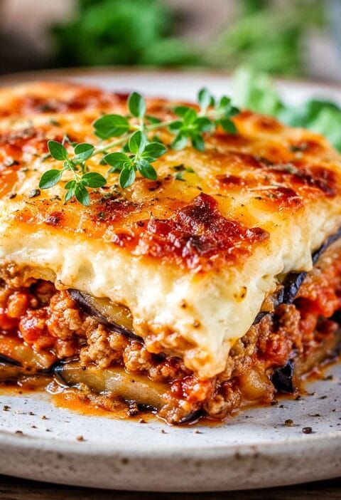 Perinteinen kreikkalainen munakoisovuoka moussaka