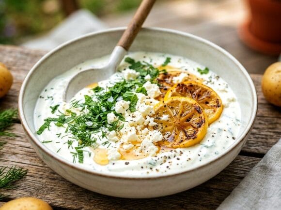 Paahdettu sitruuna ja feta maustavat kesän parhaan kermaviilikastikkeen